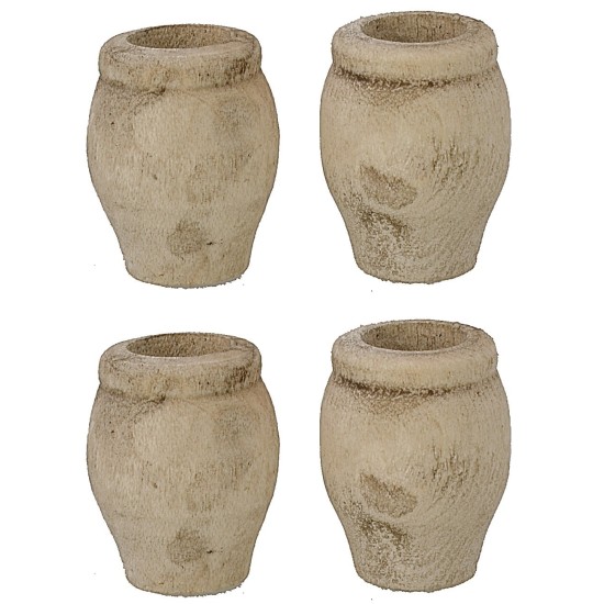 Set of 4 aged wooden vases cm ø 2x2.5 h World Nativity