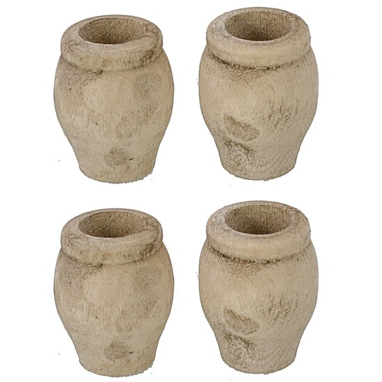 Set of 4 aged wooden vases cm ø 2x2.5 h World Nativity