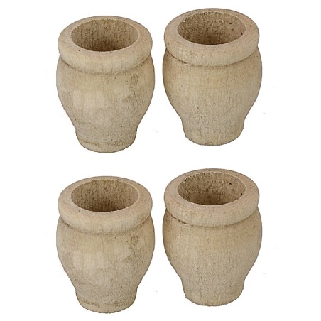 Set of 4 antique-style wooden vases cm ø 1.7x2 h World Nativity Scene