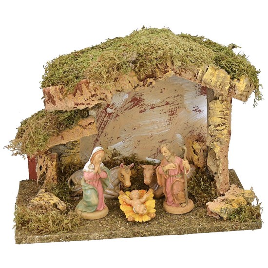 Choza para Pesebre completa con Natividad cm 33x19x24 h