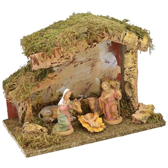 Choza para Pesebre completa con Natividad cm 33x19x24 h