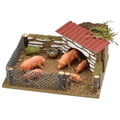 Recinto con maiali cm 12x9x5 h maiali, porcilaia, altezza