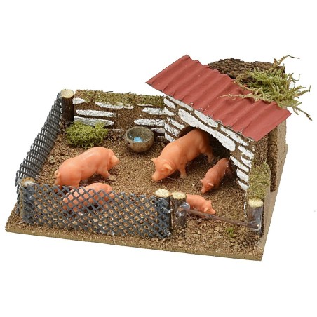 Recinto con maiali cm 12x9x5 h maiali, porcilaia, altezza