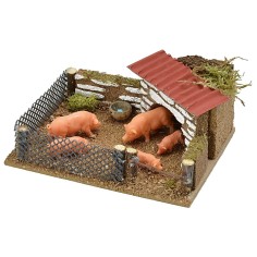 Recinto con maiali cm 12x9x5 h maiali, porcilaia, altezza 2