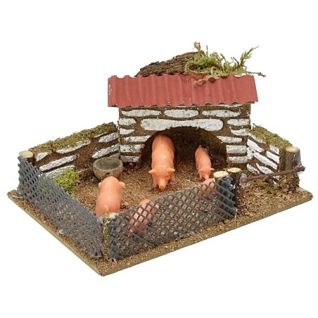 Recinto con maiali cm 12x9x5 h