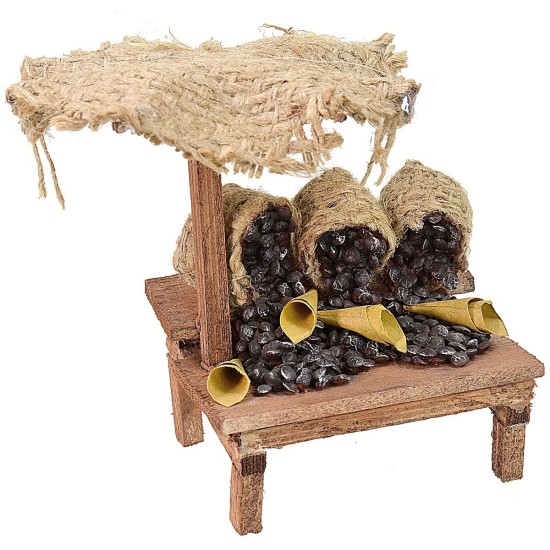 Bancarella con castagne e ombrellone cm 8,5x7x12 h