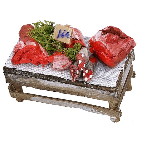 Banchetto con carne e salumi cm 7x4x5,5 h Mondo Presepi
