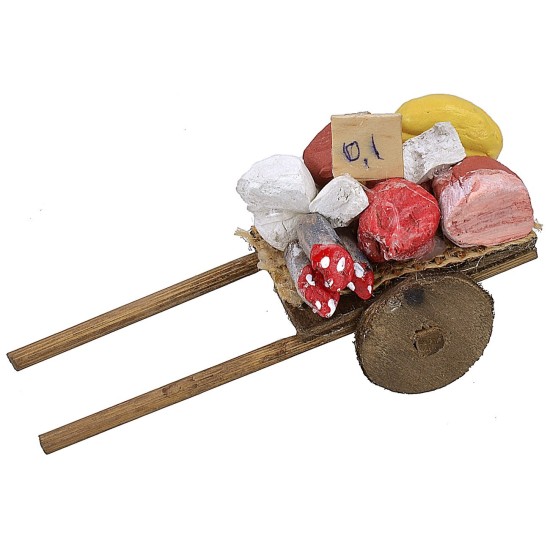 Carrito con embutidos y quesos cm 4,5x10,5x5,5 h Mondo Presepi