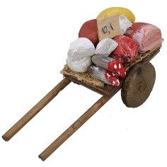 Carretto con salumi e formaggi cm 4,5x10,5x5,5 h Mondo Presepi