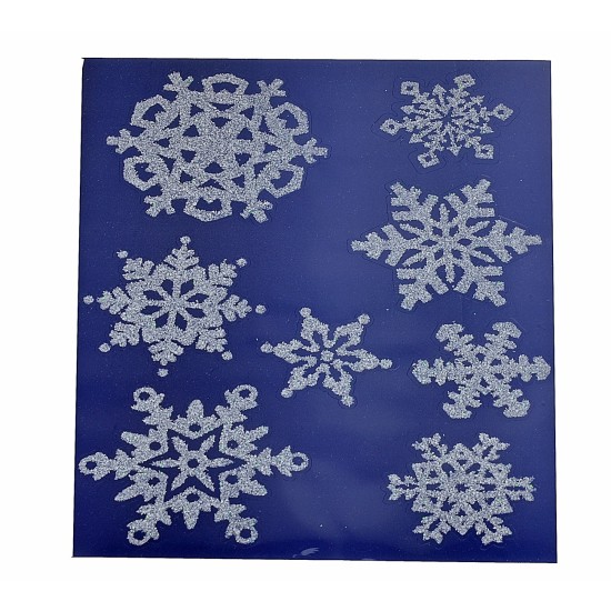 Adhesivo de ventana plateado con copos de nieve de 30x44 cm de altura Mondo Presepi