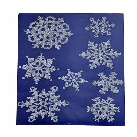 Vetrofania argento fiocchi di neve cm 30x44 h Mondo Presepi