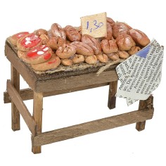 Puesto de pan y pizzas cm 9x6x7 h. Mundo Pesebre