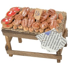 Puesto de pan y pizzas cm 9x6x7 h. Mundo Pesebre 2