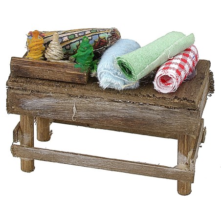 Banchetto con stoffe cm 7x3x5 h Mondo Presepi