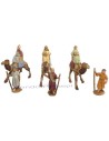 Tres Reyes Magos de 6 cm sobre camello con camelleros