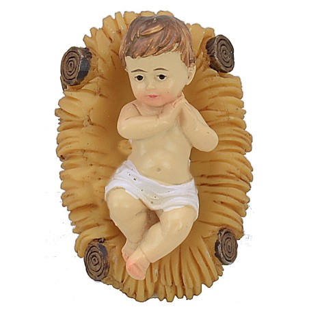 Gesù bambino nella culla in resina cm 5,2x3,5 serie cm 12 Mondo