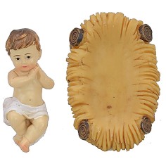 Baby Jesus in the cradle in resin 5.2x3.5 cm series 12 cm 2