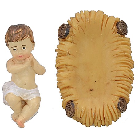 Niño Jesús en la cuna de resina cm 5,2x3,5 serie cm 12