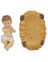 Baby Jesus in the cradle in resin 5.2x3.5 cm series 12 cm