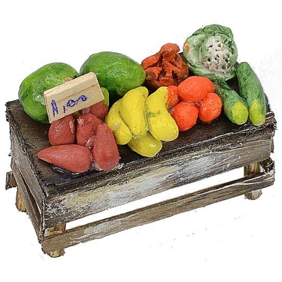 Banco con frutta e verdura cm 7x3,5x4,2 h