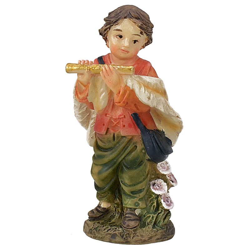 Bambino con flauto in resina serie 9 cm