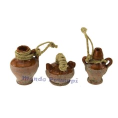 Set of 3 amphorae in aged terracotta cm 3