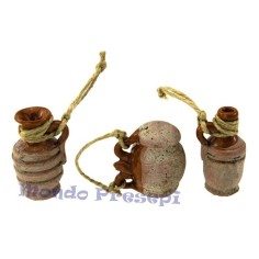 Set of 3 amphorae in aged terracotta cm 3