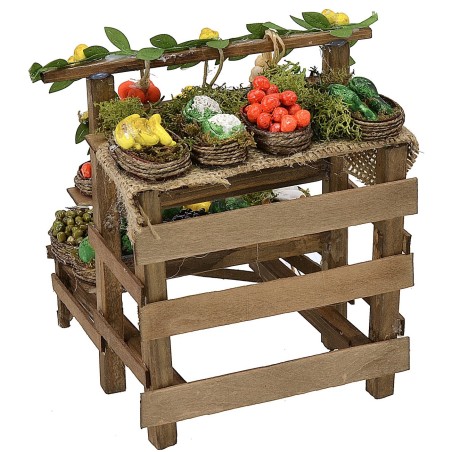 Bancarella per presepe con frutta e verdura Mondo Presepi