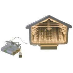 Cabaña con Natividad y Reyes Magos 3D iluminada cm 21,4x1,4x15,8h