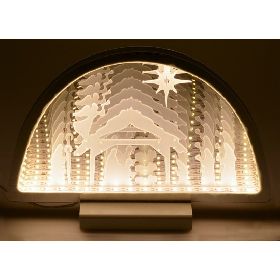 3D Nativity Scene and Three Wise Men with warm white light cm
