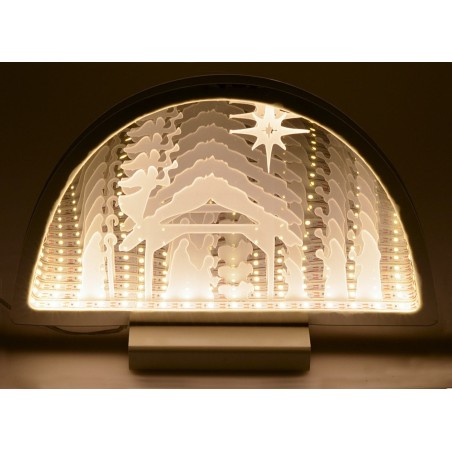 Scenario Natività e Re Magi 3D con luce bianca calda cm