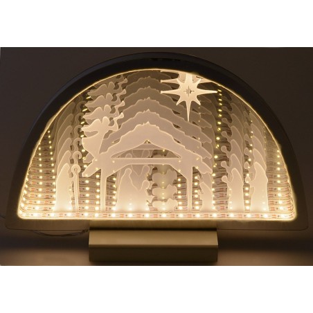 Scenario Natività e Re Magi 3D con luce bianca calda cm