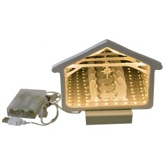 Capanna con Natività 3D luminosa cm 18,2x1,4x13,6 h