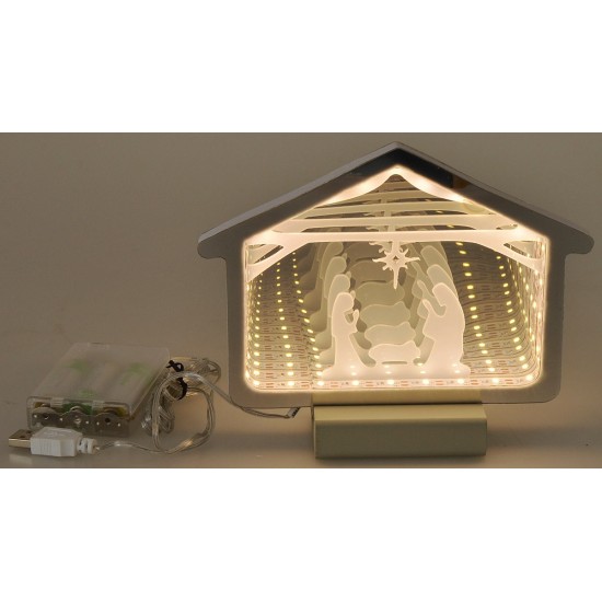 Cabaña con Natividad 3D luminosa cm 18,2x1,4x13,6 h Mundo
