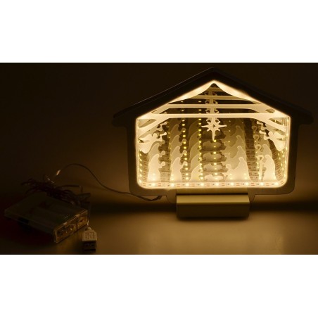 Capanna con Natività 3D luminosa cm 18,2x1,4x13,6 h