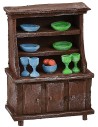 Sideboard in antiqued wood with colored porcelain cm 8,6x4,6x12h