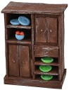 Sideboard in antiqued wood with colored porcelain cm 10x5,8x13h
