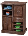 Sideboard in antiqued wood with colored porcelain cm 10x5,8x13h