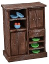 Sideboard in antiqued wood with colored porcelain cm 10x5,8x13h