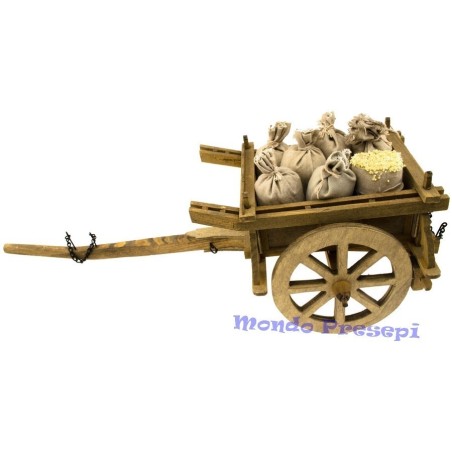 Carro de madera con sacos cm 40x16x15 Mundo Pesebres