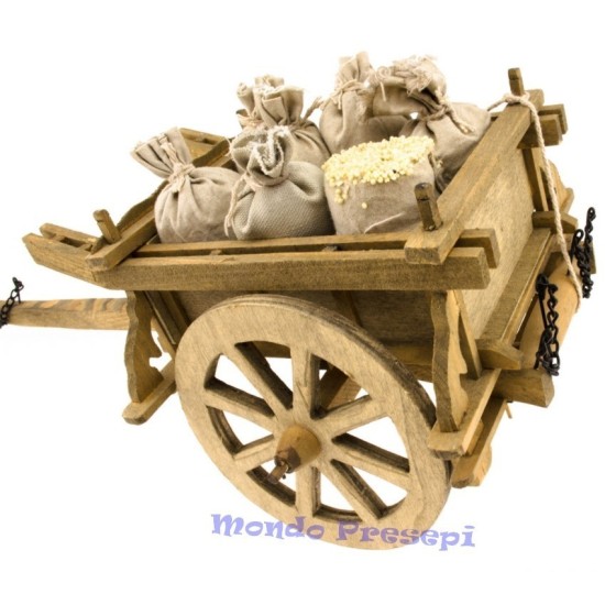 Carro in legno con sacchi cm 40x16x15 Mondo Presepi