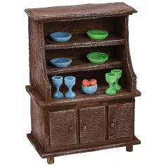 Sideboard in antiqued wood with colored porcelain cm