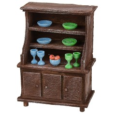 Aparador de madera envejecida con porcelanas coloridas cm 2