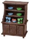Sideboard in antiqued wood with colored porcelain cm