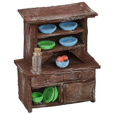 Sideboard in antiqued wood with colored porcelain cm 2