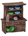 Sideboard in antiqued wood with colored porcelain cm 9x5,1x11 h