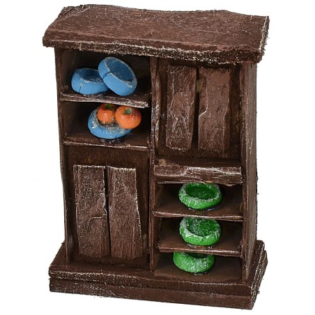 Mobile da cucina in legno antichizzato con porcellane cm