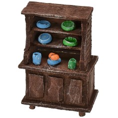 Credenza in legno antichizzato con porcellane colorate cm 2