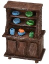 Sideboard in antiqued wood with colored porcelain cm 5x3x7,5 h