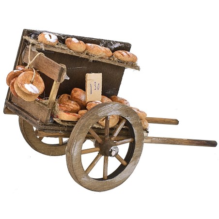 The wagon with the bread and pizzas